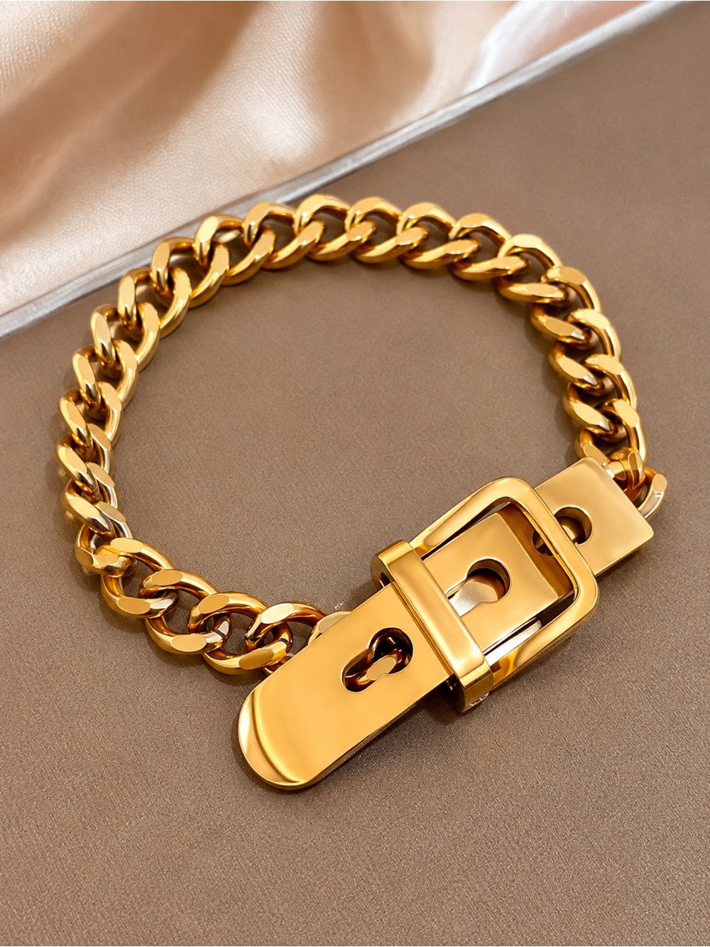 Belt Buckle Gold Chain Bracelet Stainless Steel